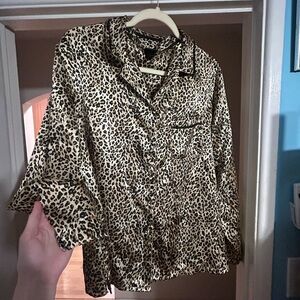 Leopard Print Satin Blouse sleepwear
